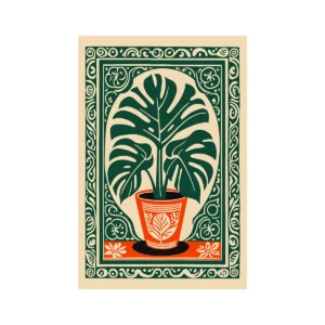 Plakat botaniczny Monstera w stylu boho Wzór 1
