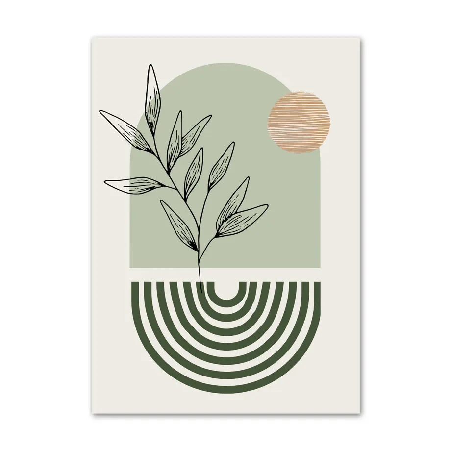 Plakat botaniczny szałwiowa zieleń abstrakcja Zielony