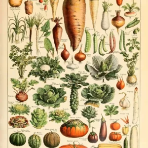Vintage botaniczny plakat - rośliny i owady Wzór 1