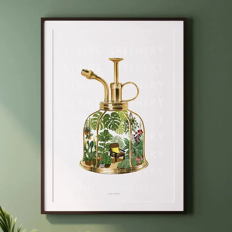 Plakat botaniczny - zielone liście roślin Wzór 7