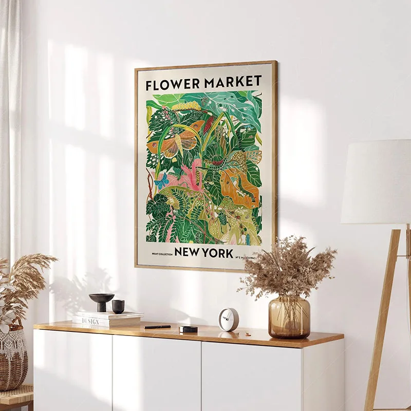 Plakat botaniczny - zielone liście roślin Wzór 8
