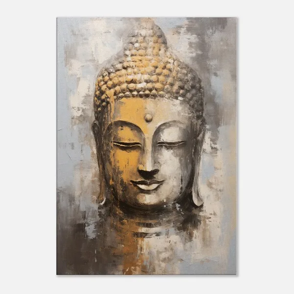 Plakat Budda Biało-Złoty Minimalizm Zen Czerwony