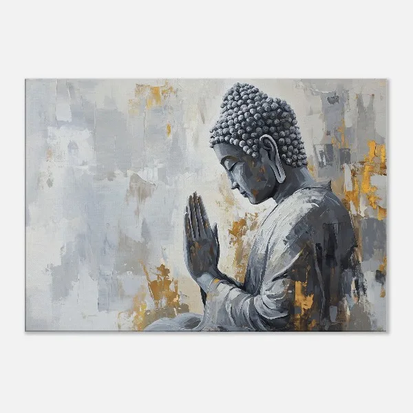 Plakat Budda Biało-Złoty Minimalizm Zen Fioletowy/фиолетовый