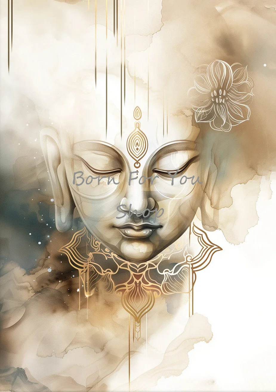 Plakat Budda i kwiat lotosu Niebieski