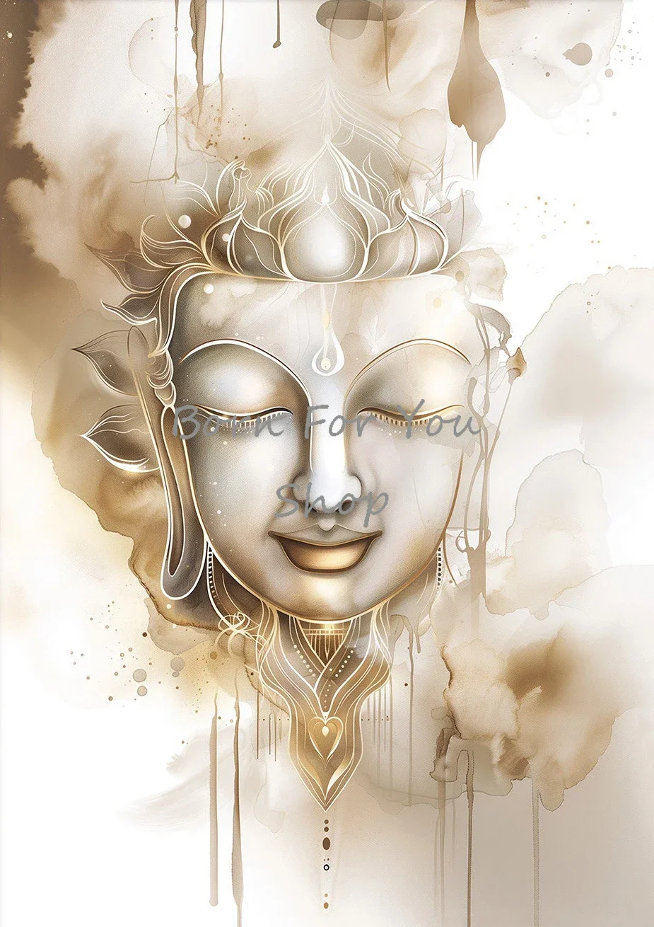 Plakat Budda i kwiat lotosu żółty