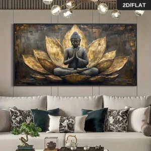Plakat Budda i kwiat lotosu zen Biały