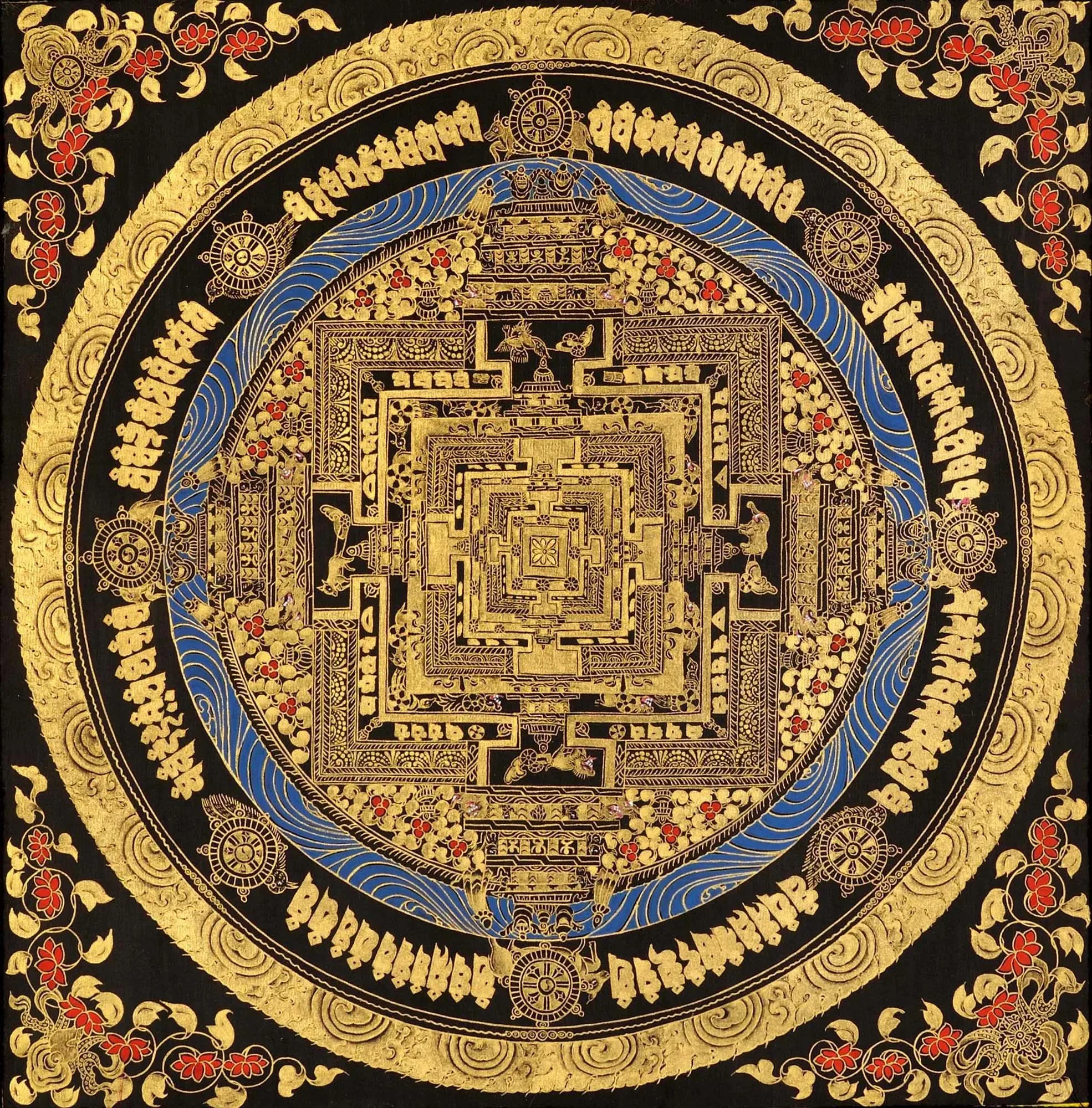 Budda i Mandala - plakat Thangka vintage Brązowy