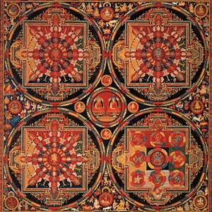Budda i Mandala - plakat Thangka vintage Czerwony