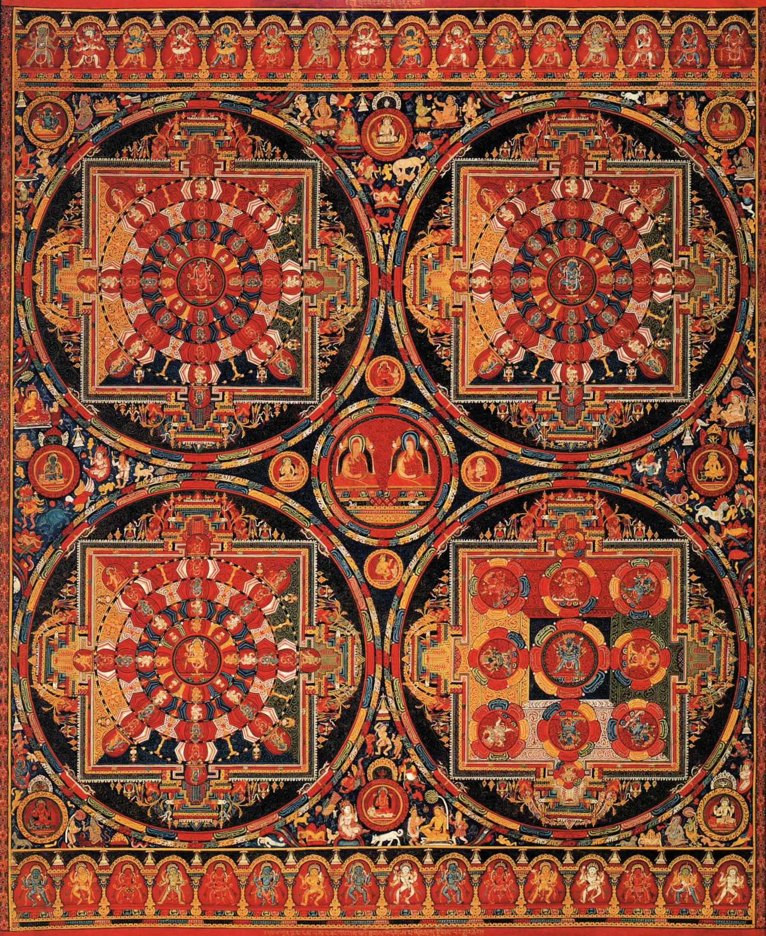 Budda i Mandala - plakat Thangka vintage Czerwony