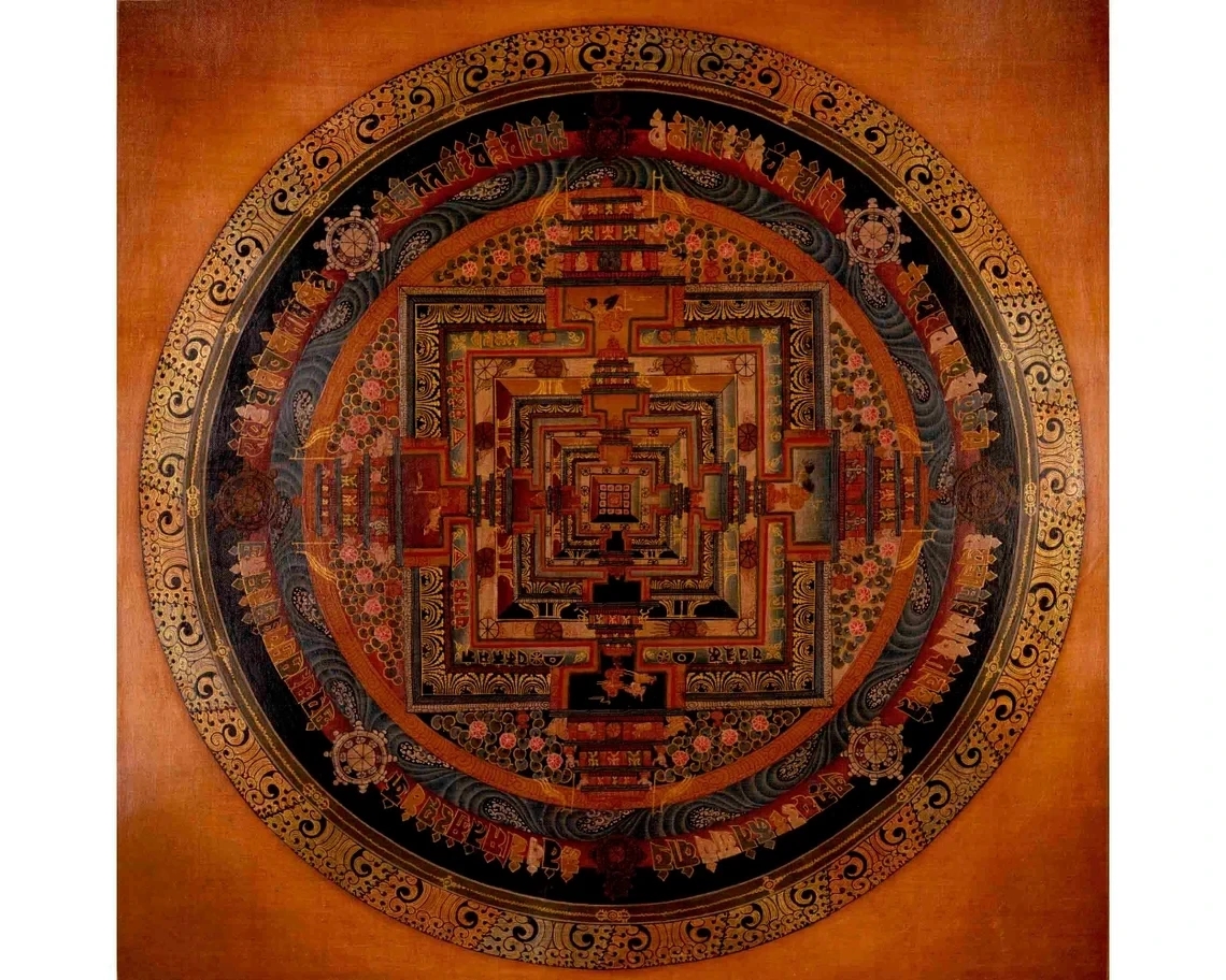 Budda i Mandala - plakat Thangka vintage Fioletowy/фиолетовый