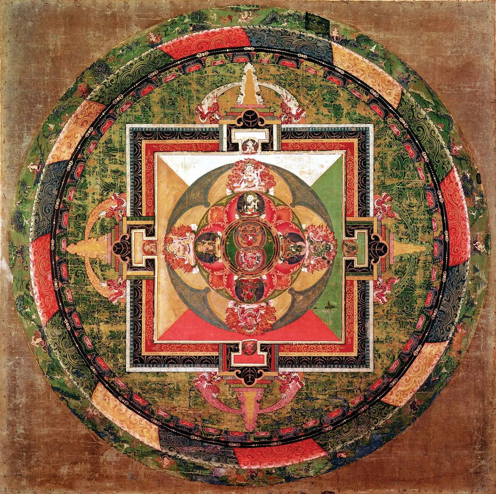 Budda i Mandala - plakat Thangka vintage Wielo