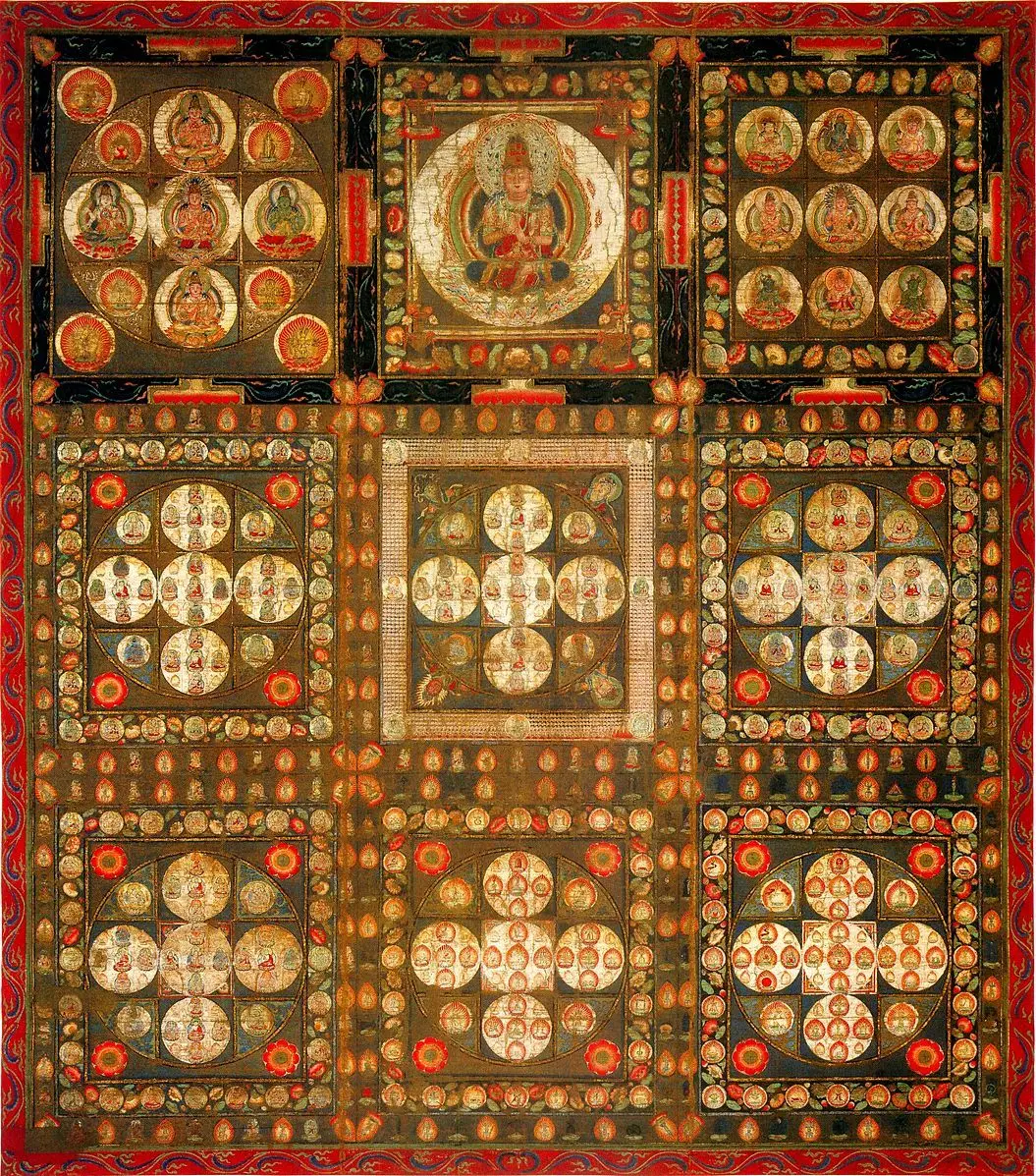 Budda i Mandala - plakat Thangka vintage żółty