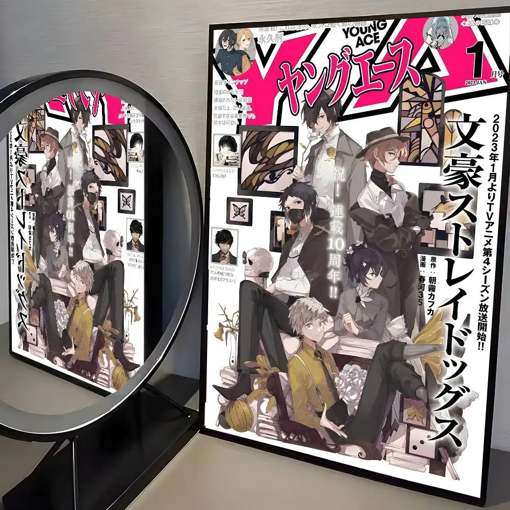Bungo Stray Dogs - plakat anime vintage żółty