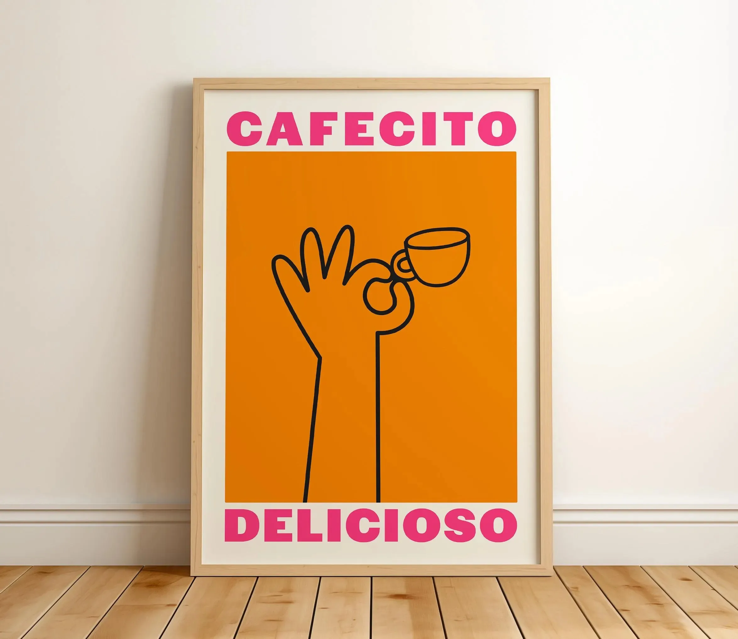 But First Cafecito - minimalistyczny plakat z napisem do kuchni Wzór 8