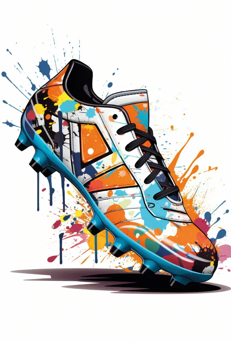 Plakat buty piłkarskie - graffiti dla chłopca żółty
