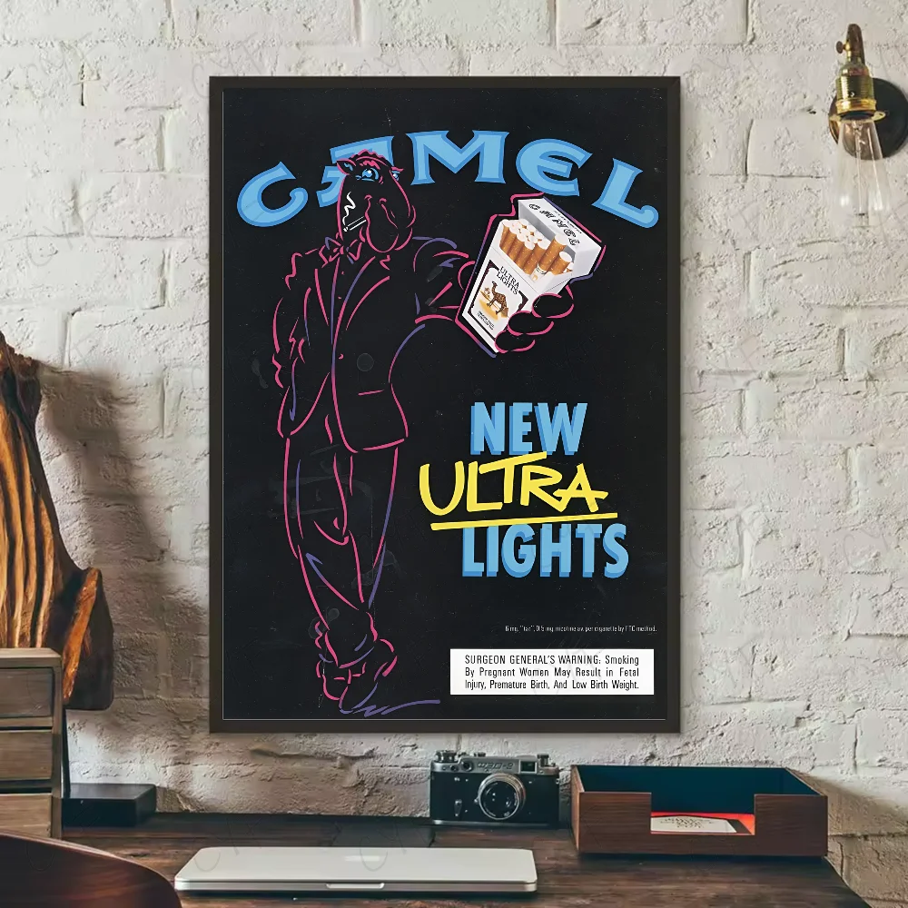 Camel - vintage plakat reklamowy retro Różowy