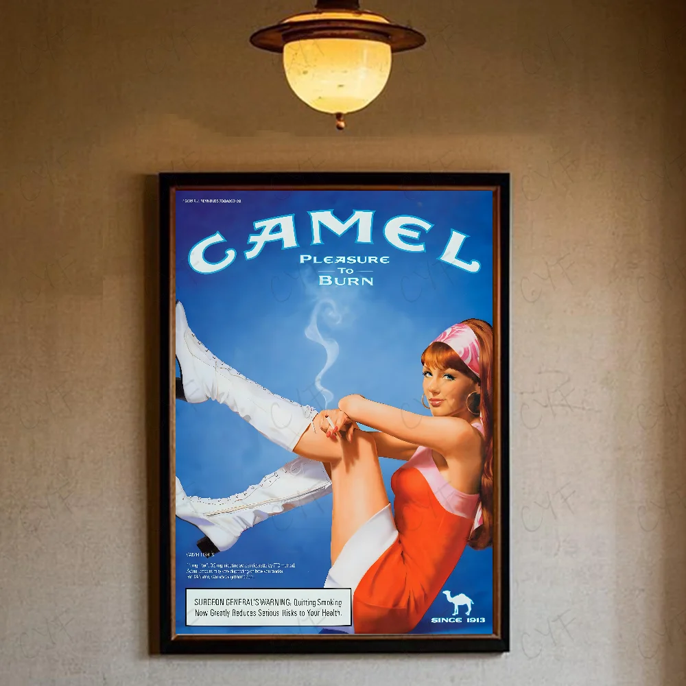Camel - klasyczny plakat reklamowy w stylu vintage Fioletowy