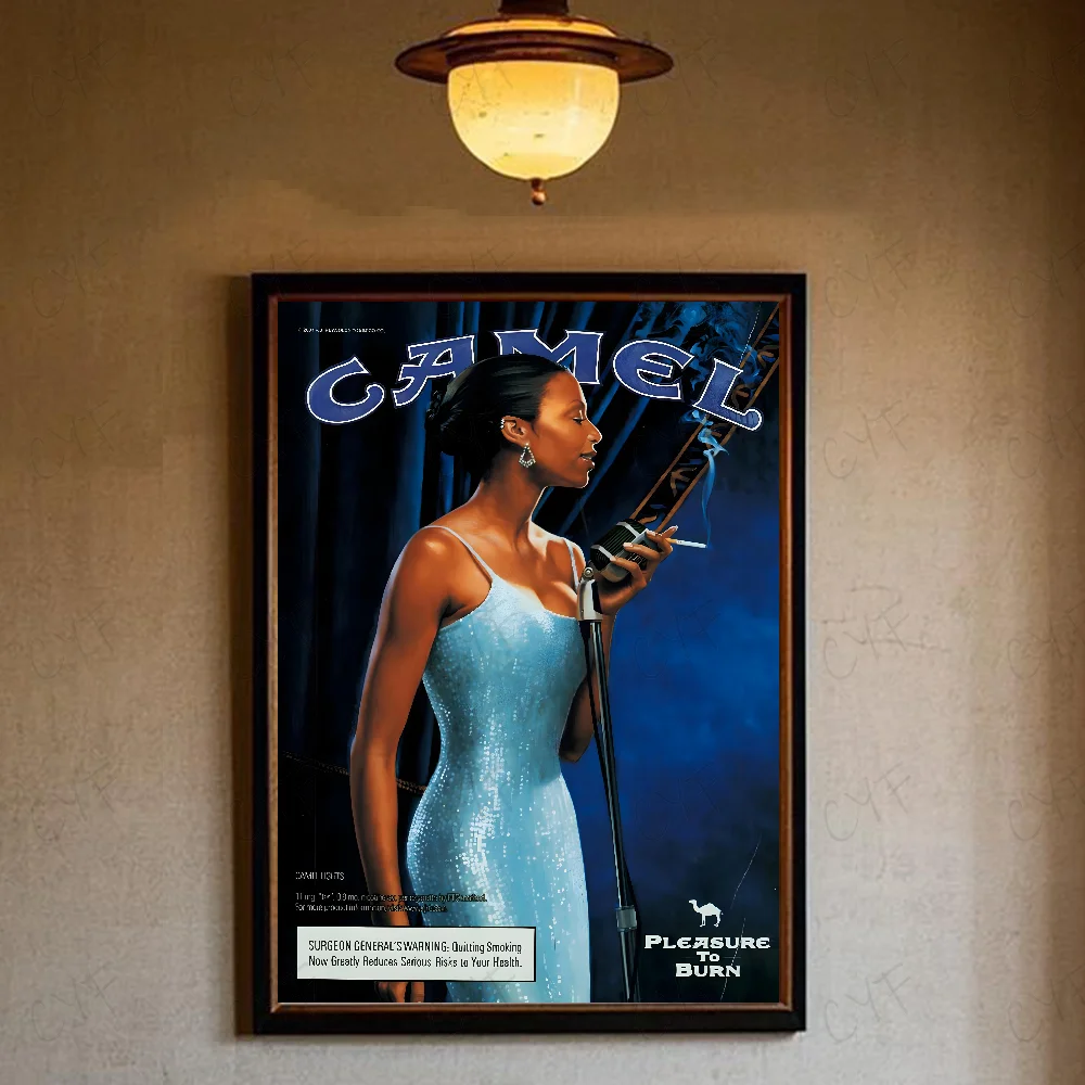 Camel - klasyczny plakat reklamowy w stylu vintage Niebieski