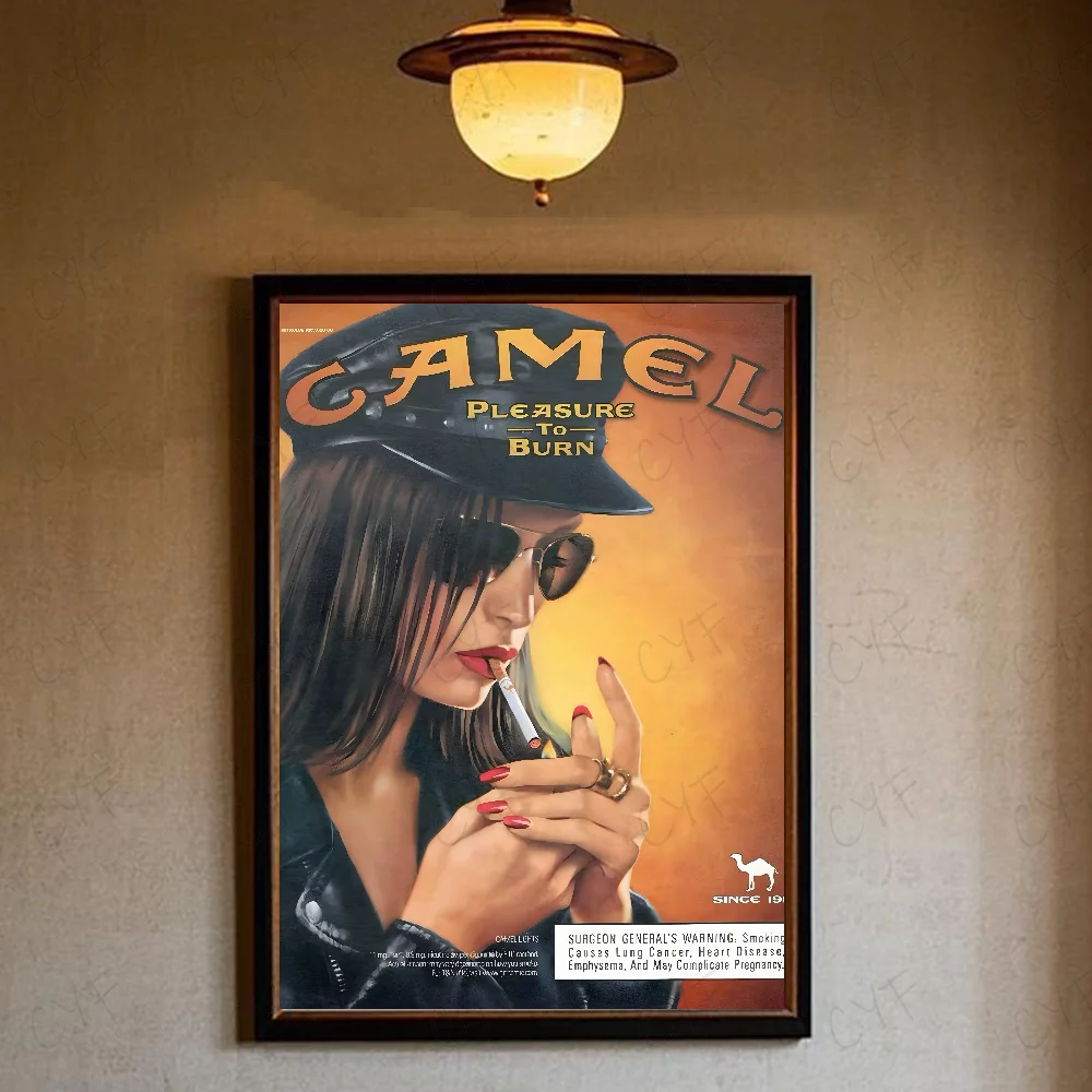 Camel - klasyczny plakat reklamowy w stylu vintage Różowy