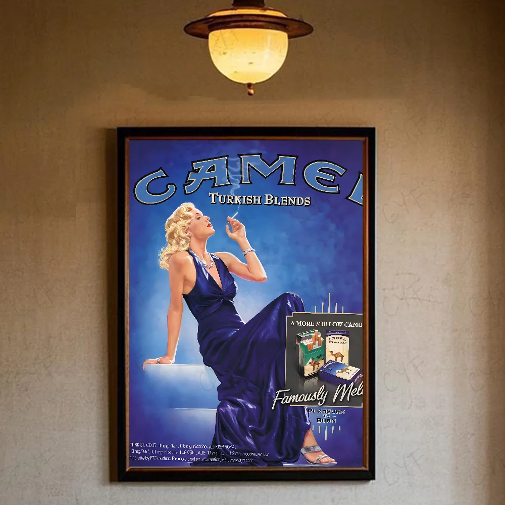 Camel - klasyczny plakat reklamowy w stylu vintage Srebrny