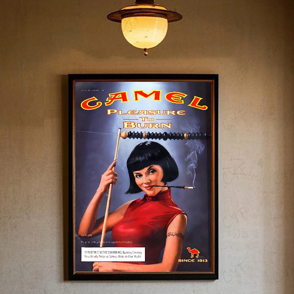 Camel - klasyczny plakat reklamowy w stylu vintage Zielony