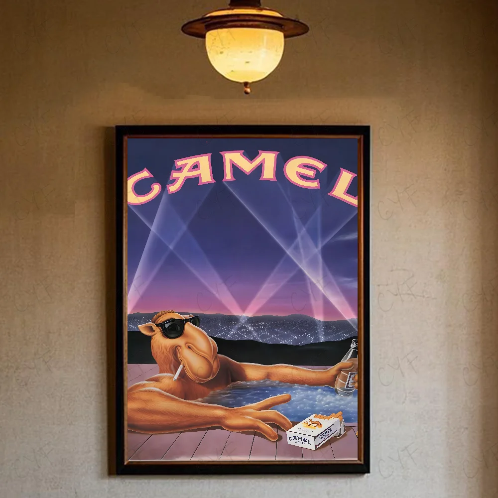 Camel - klasyczny plakat reklamowy w stylu vintage żółty