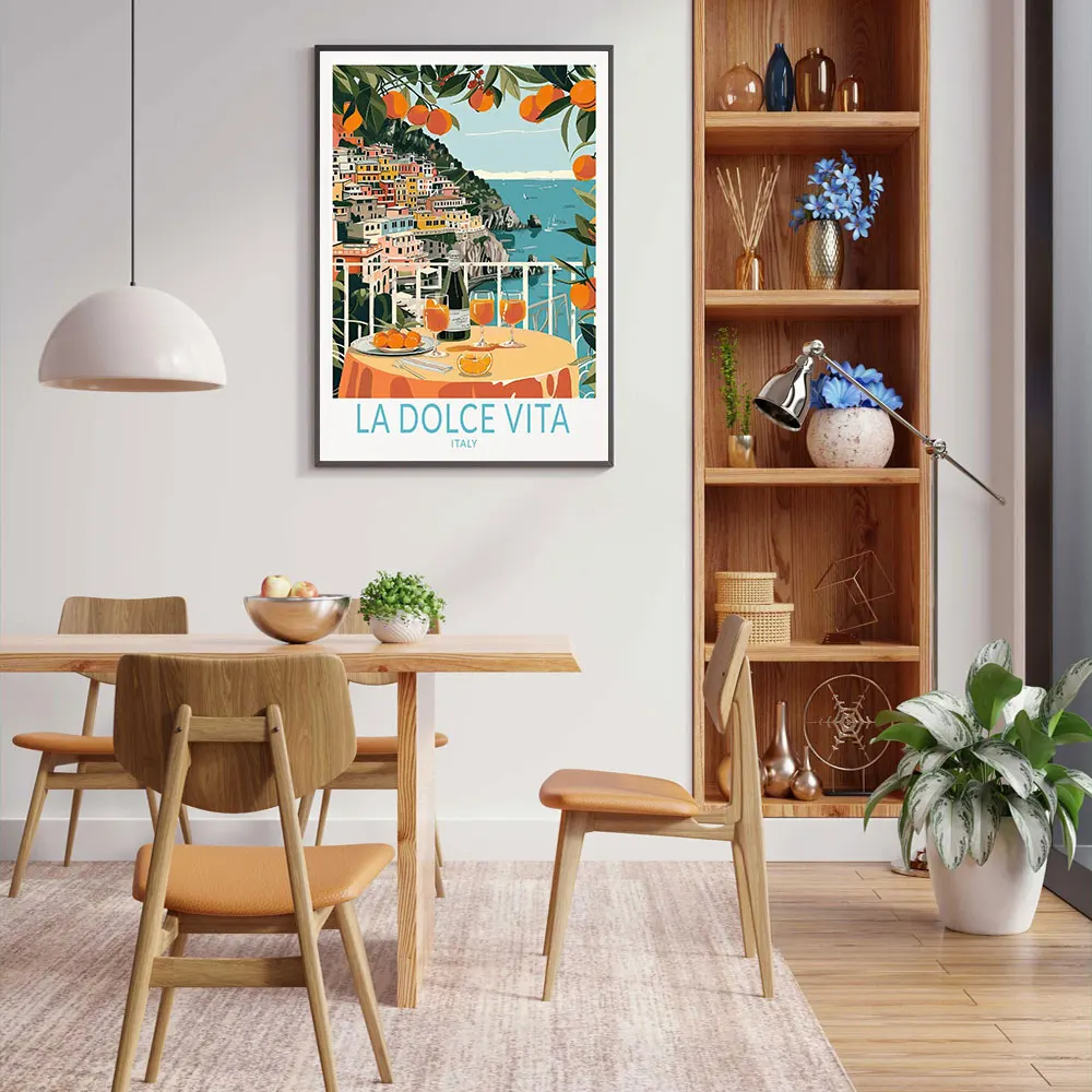 Plakat Capri cytryny La Dolce Vita Granatowy
