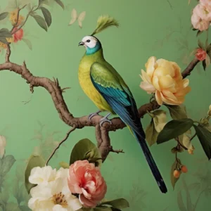 Plakat chinoiserie ptaki i kwiaty Wzór 1