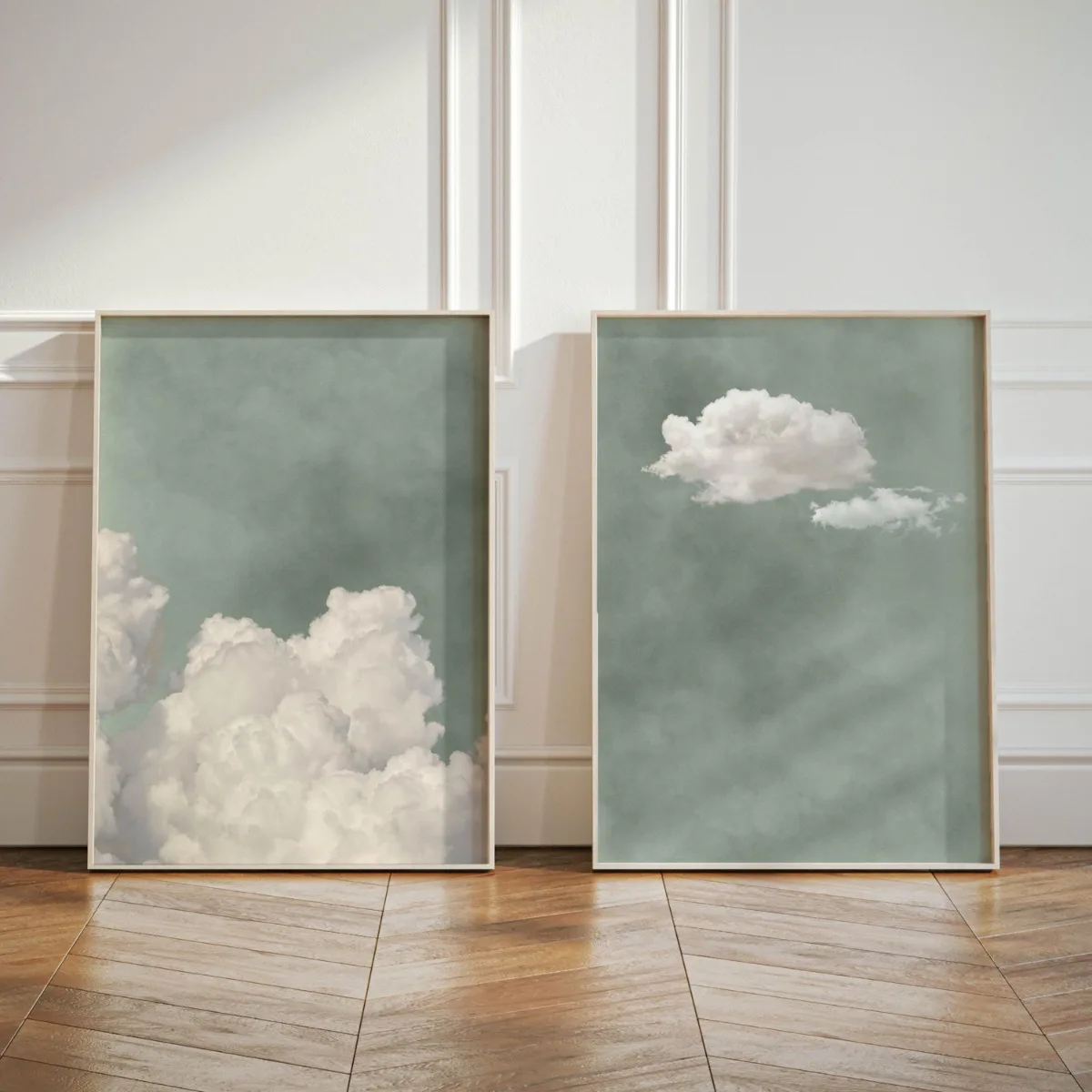 Szałwiowa zieleń – chmury i niebo, zestaw 2 plakatów 2pcs