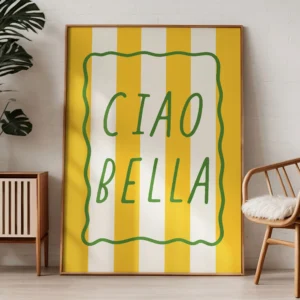 Plakat Ciao Bella - szałwiowa zieleń Wzór 1
