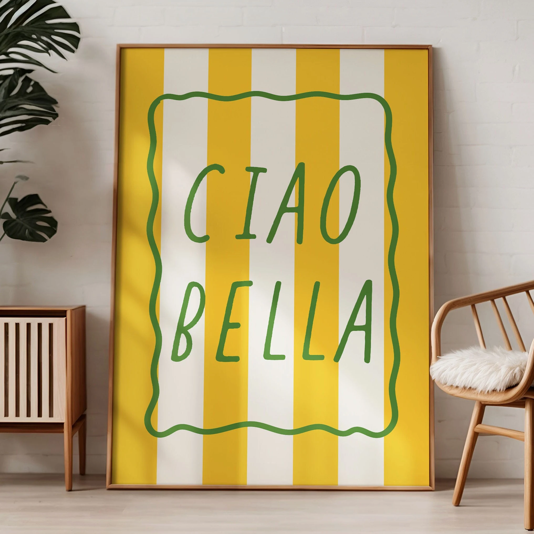Plakat Ciao Bella - szałwiowa zieleń Wzór 1