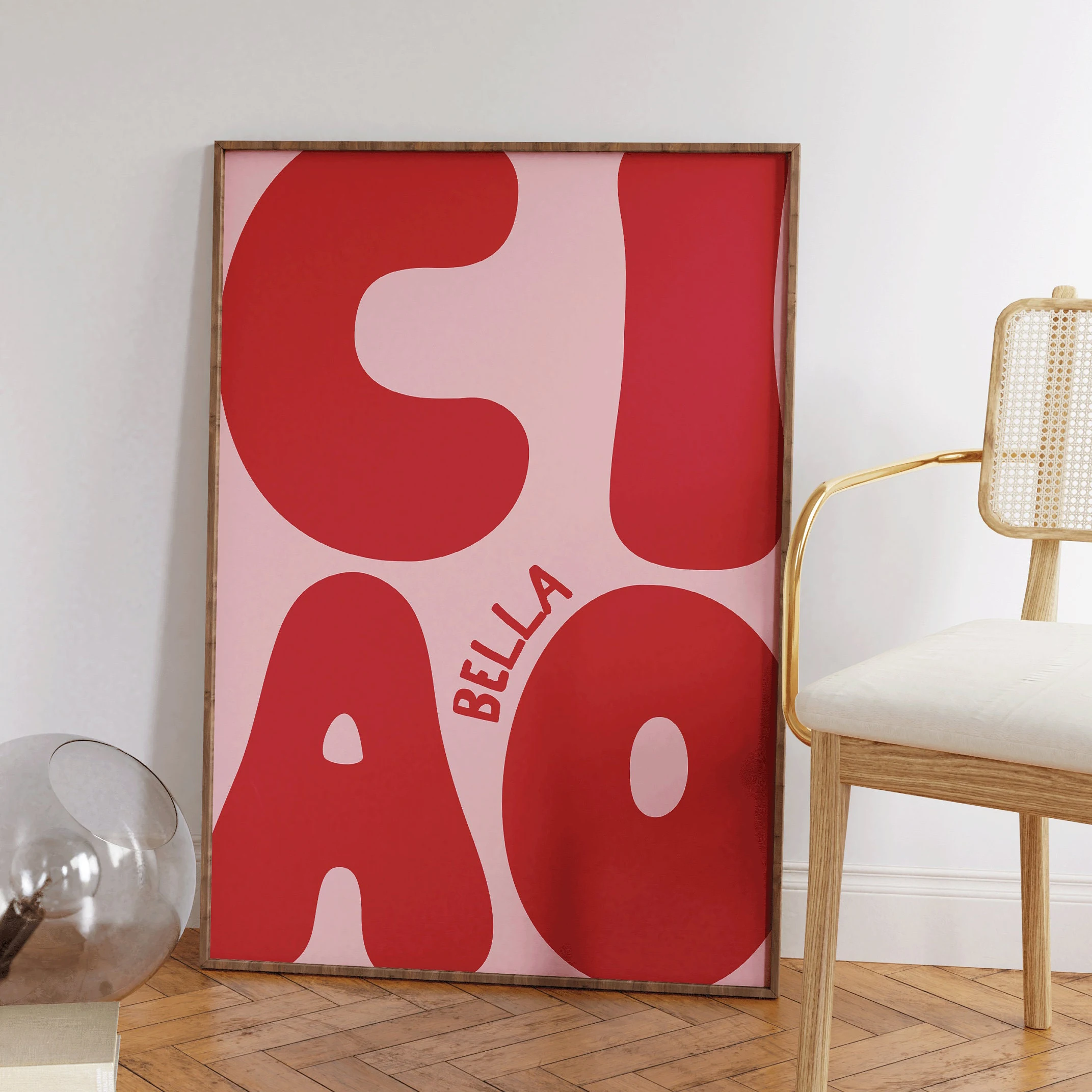Plakat Ciao Bella - szałwiowa zieleń Wzór 3