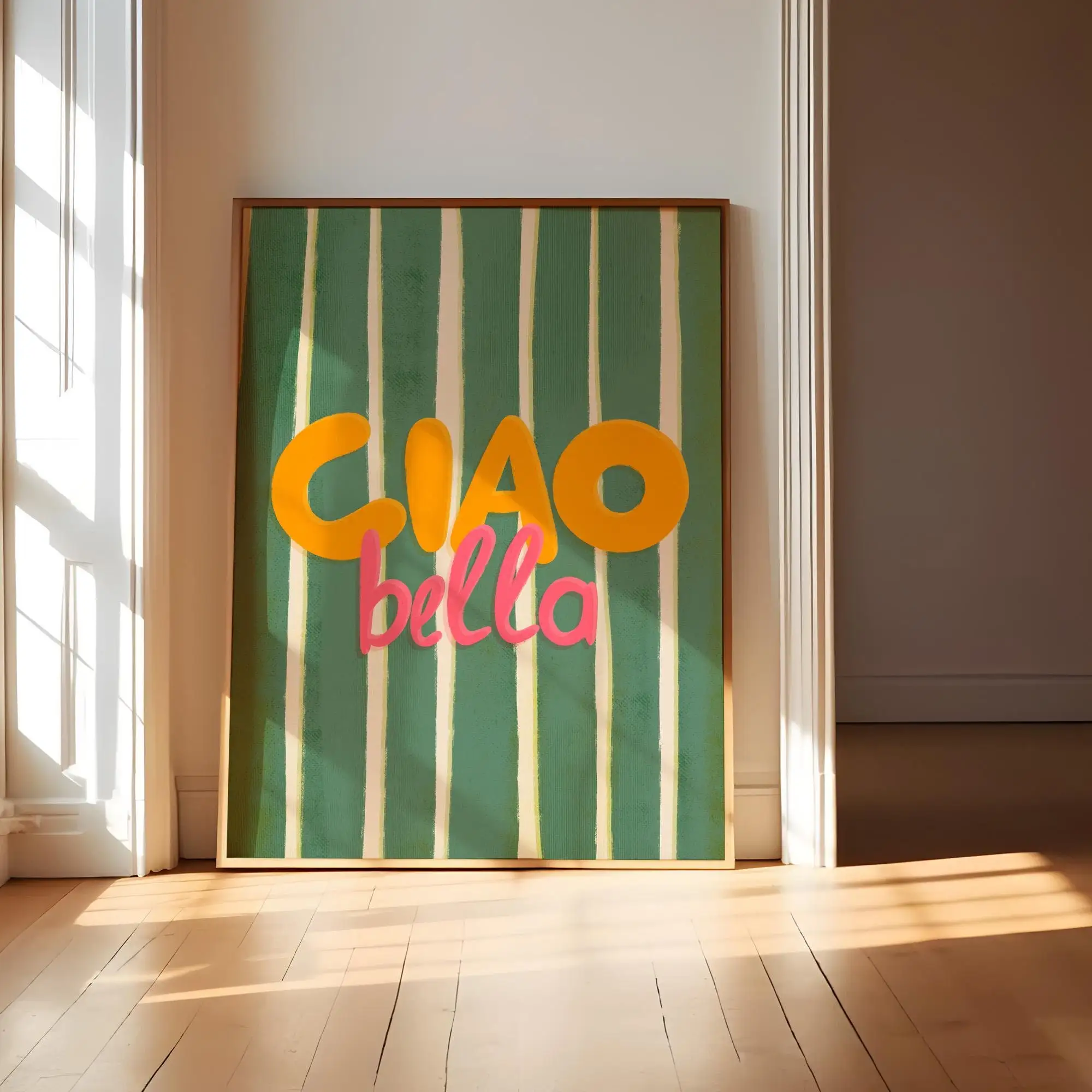 Plakat Ciao Bella - szałwiowa zieleń Wzór 4