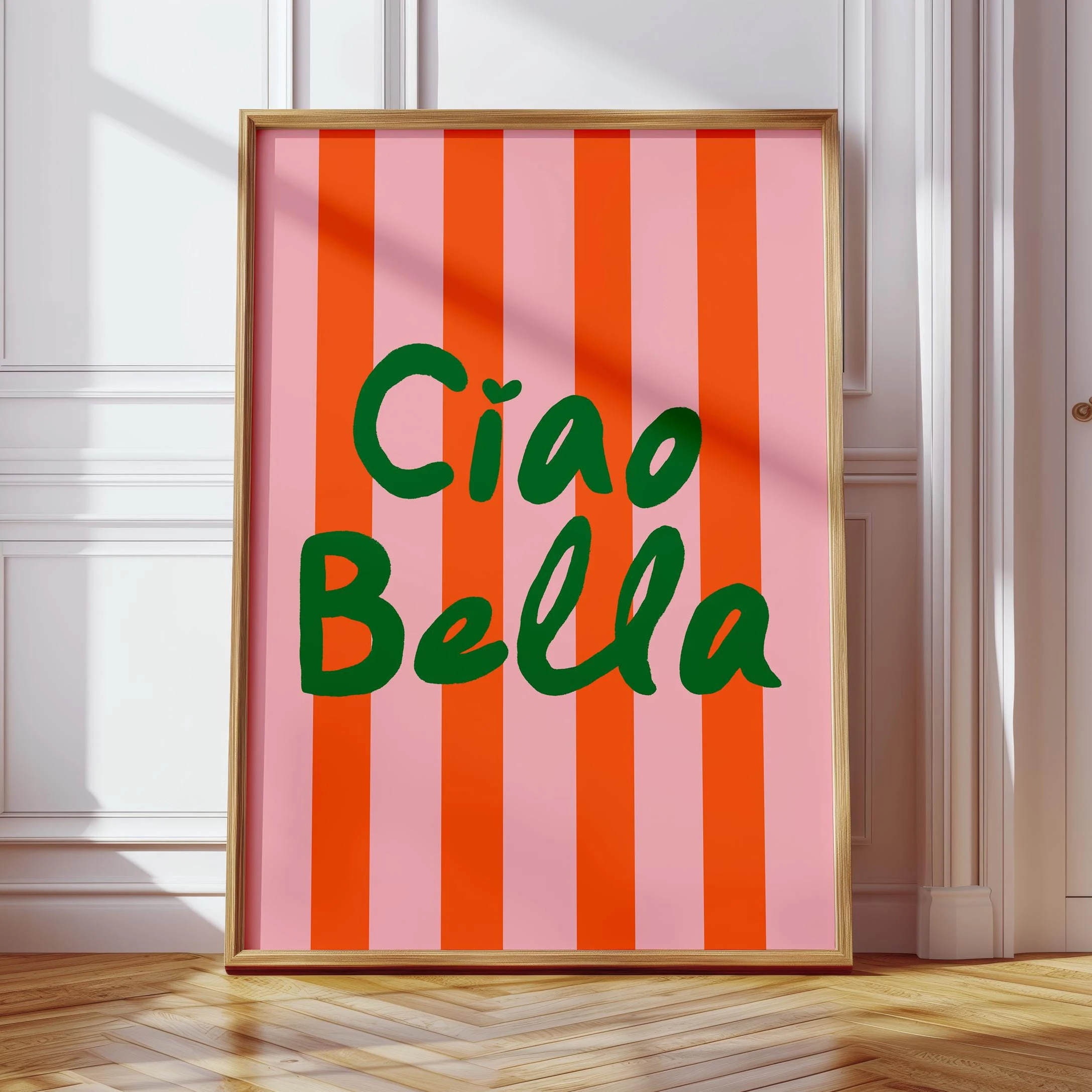 Plakat Ciao Bella - szałwiowa zieleń Wzór 6