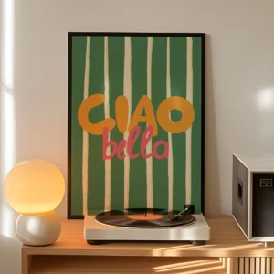 Plakat Ciao Bella w stylu włoskim żółty
