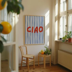 Plakat Ciao - włoska estetyka z paskami i pomarańczami Ct 45 5