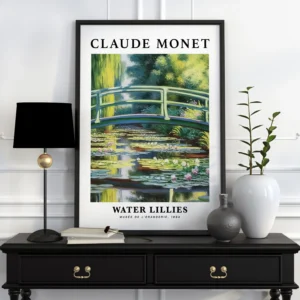Plakat Claude Monet - kwiaty na dziedzińcu Brązowy