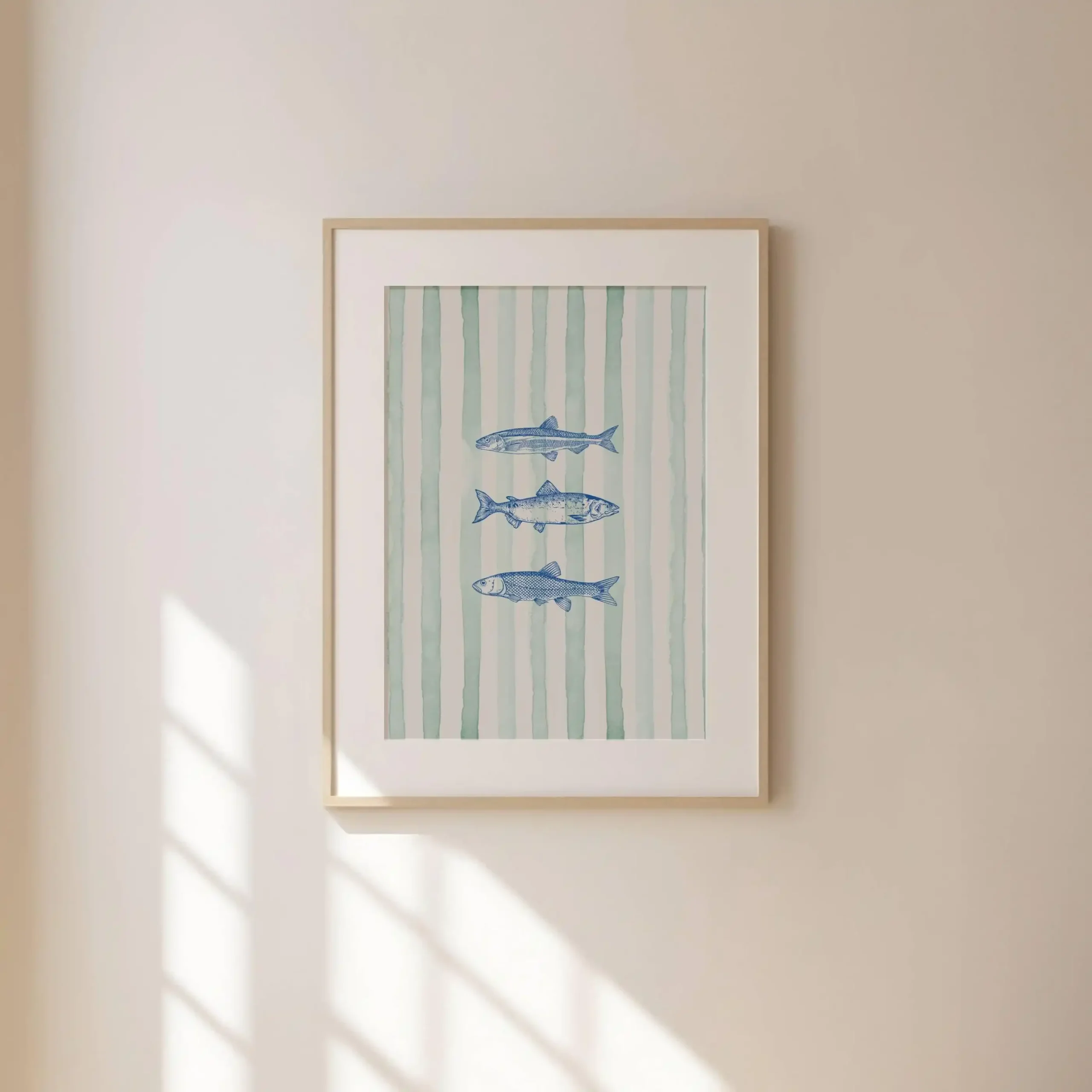 Plakat coastal z morskimi falami, ptakami i rybami Fioletowy/фиолетовый