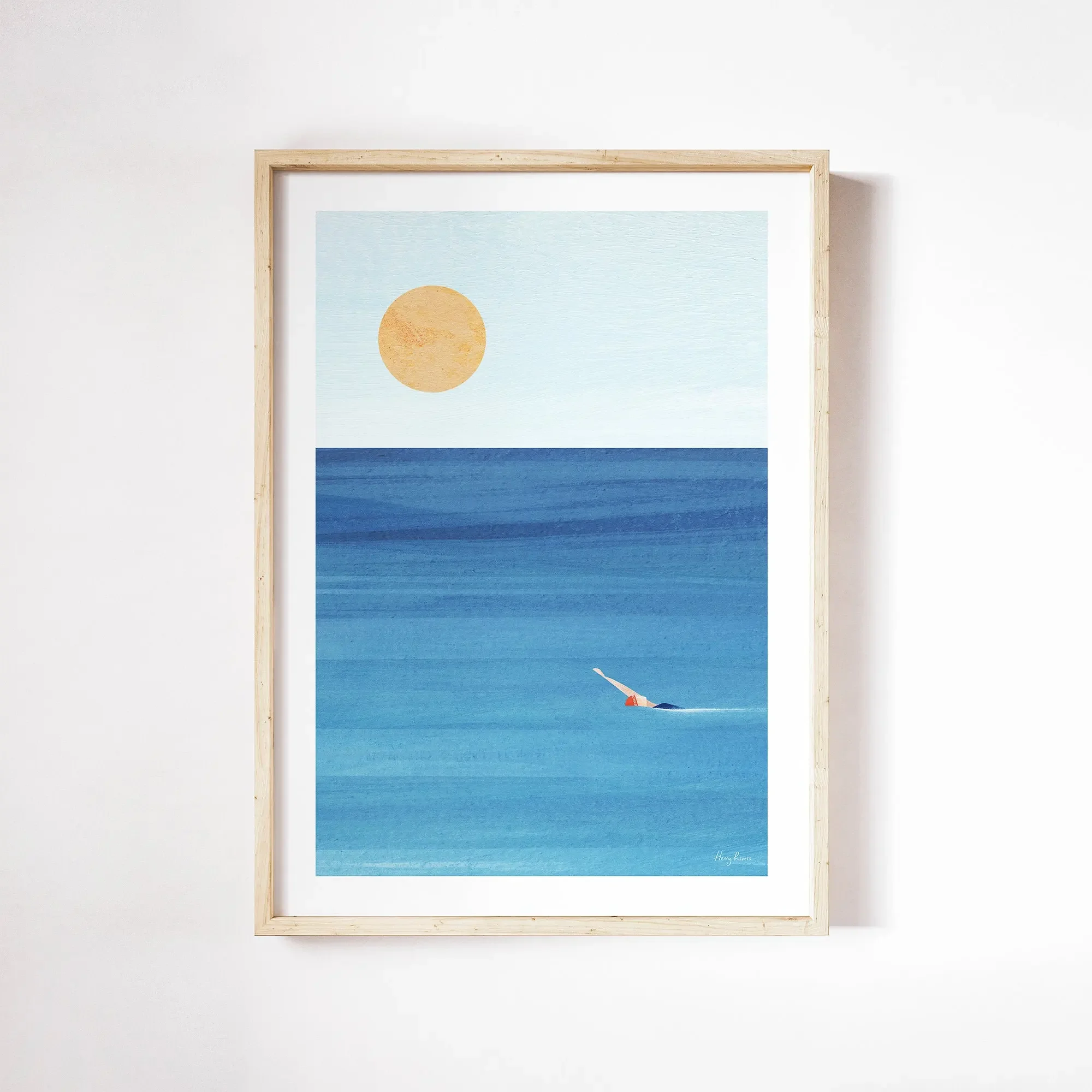 Plakat coastal z morskimi falami, ptakami i rybami Różowy