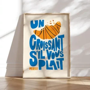Plakat rogalik croissant do kuchni Biały