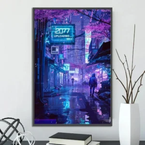 Plakat Cyberpunk City - futurystyczne miasto Wzór 1