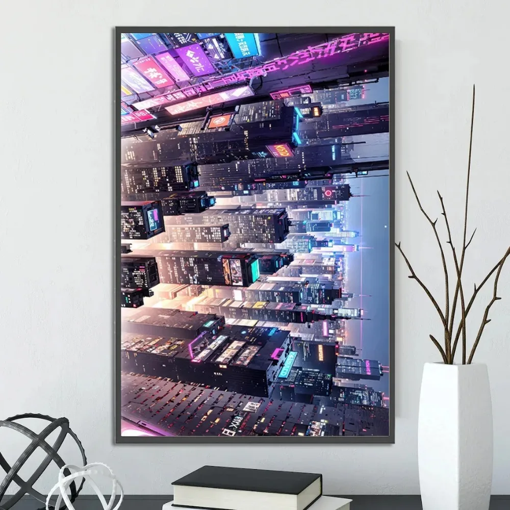 Plakat Cyberpunk City – futurystyczne miasto Wzór 11