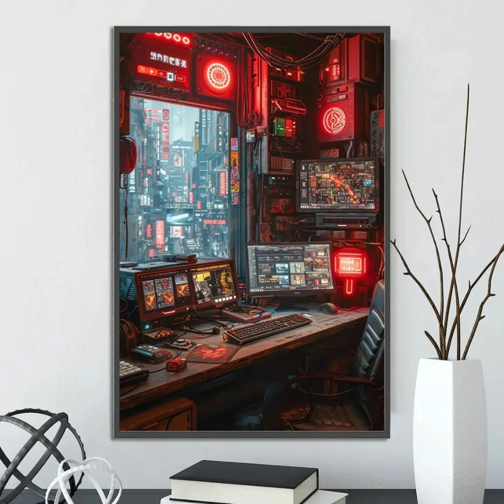 Plakat Cyberpunk City – futurystyczne miasto Wzór 9