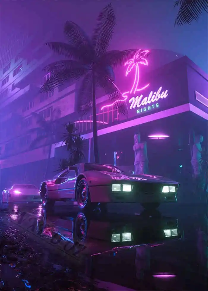 Plakat Cyberpunk neonowe miasto nocą Wzór 3