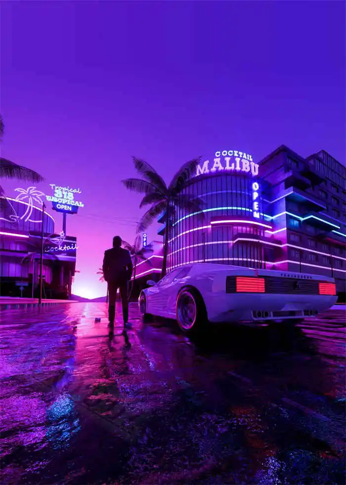 Plakat Cyberpunk neonowe miasto nocą Wzór 4
