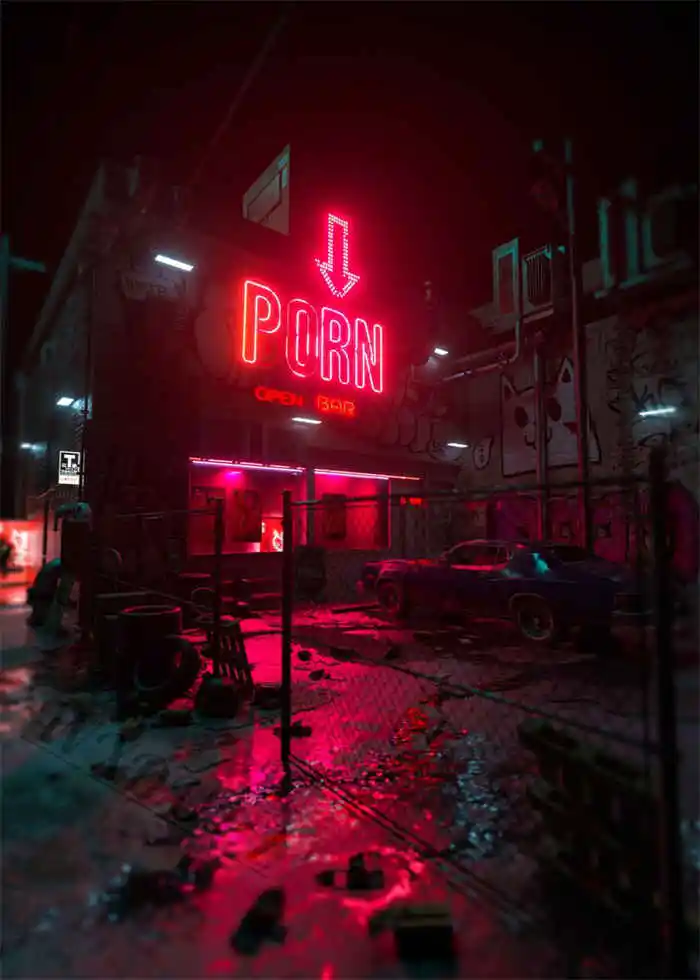 Plakat Cyberpunk neonowe miasto nocą Wzór 8