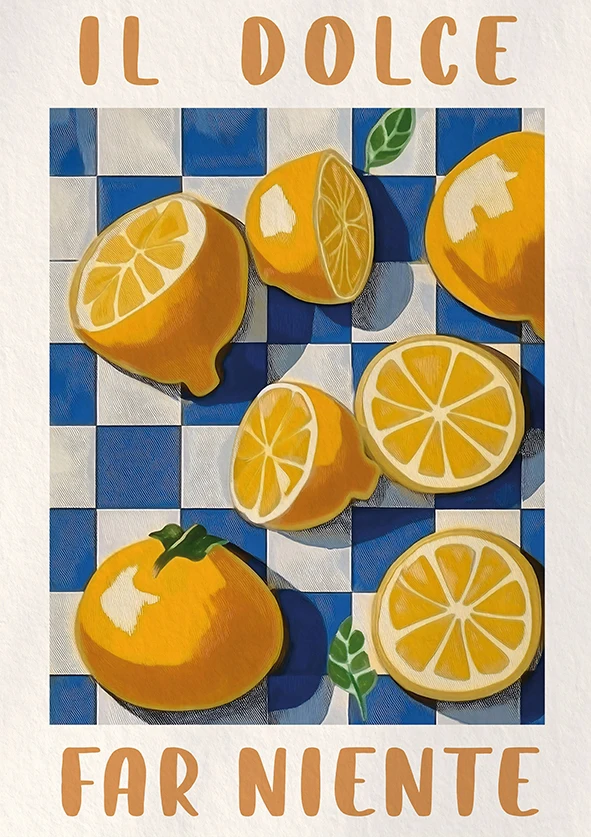 Plakat cytrynowy ogród w stylu retro Wzór 2