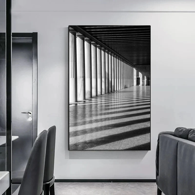 Plakat czarno-biała panorama miasta Wzór 8