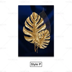 Czarno-złote liście - luksusowy plakat botaniczny Jasny