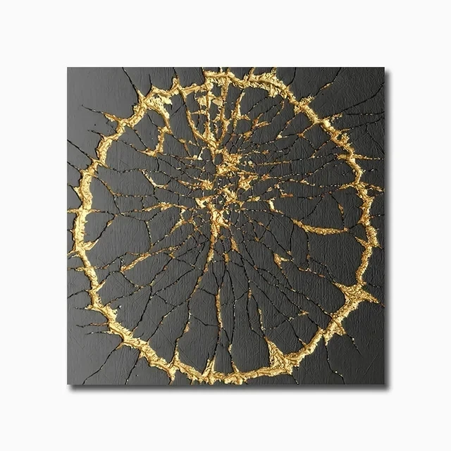 Czarno-złota geometryczna abstrakcja Sku 08